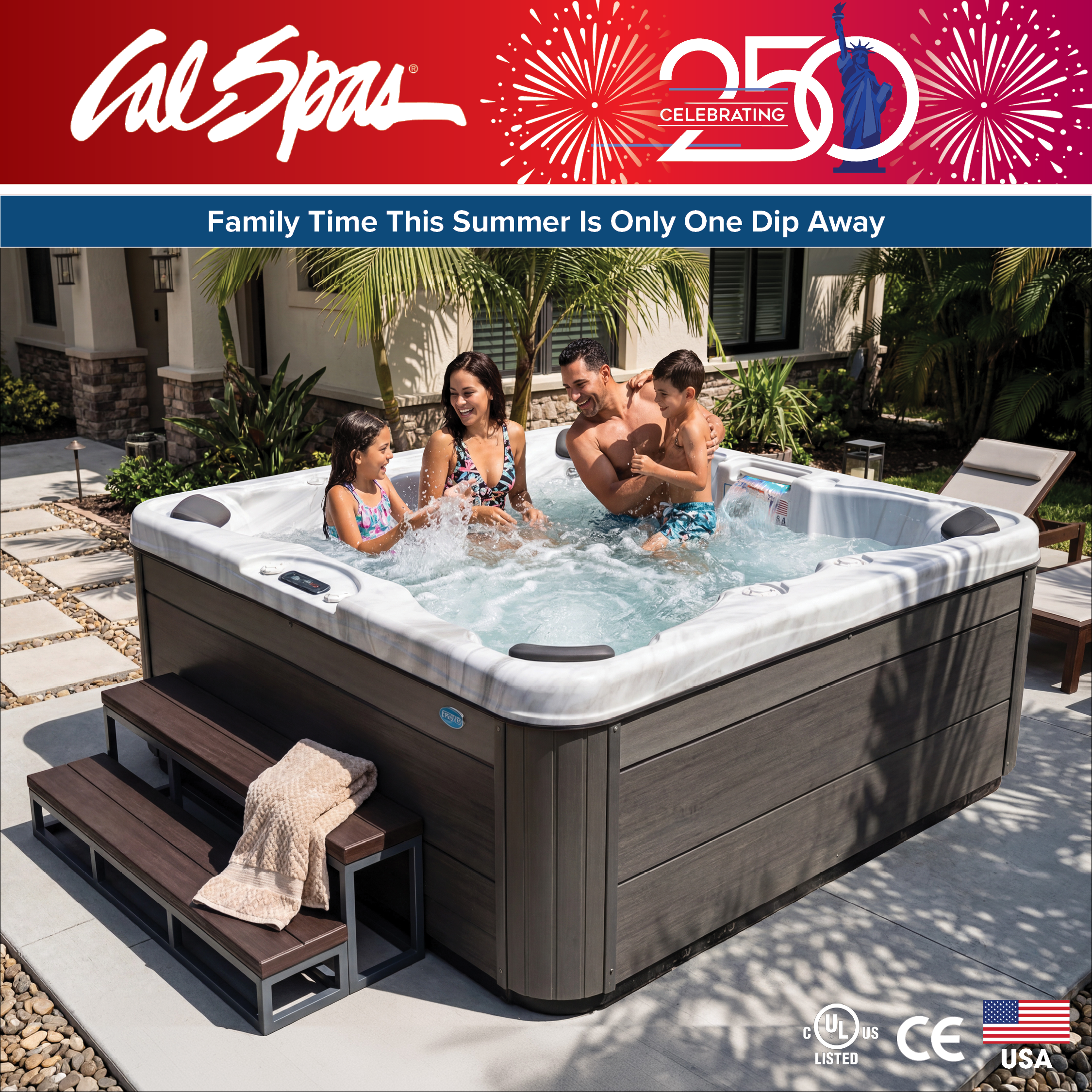 Calspas hot tub being used in a family setting - Worcester